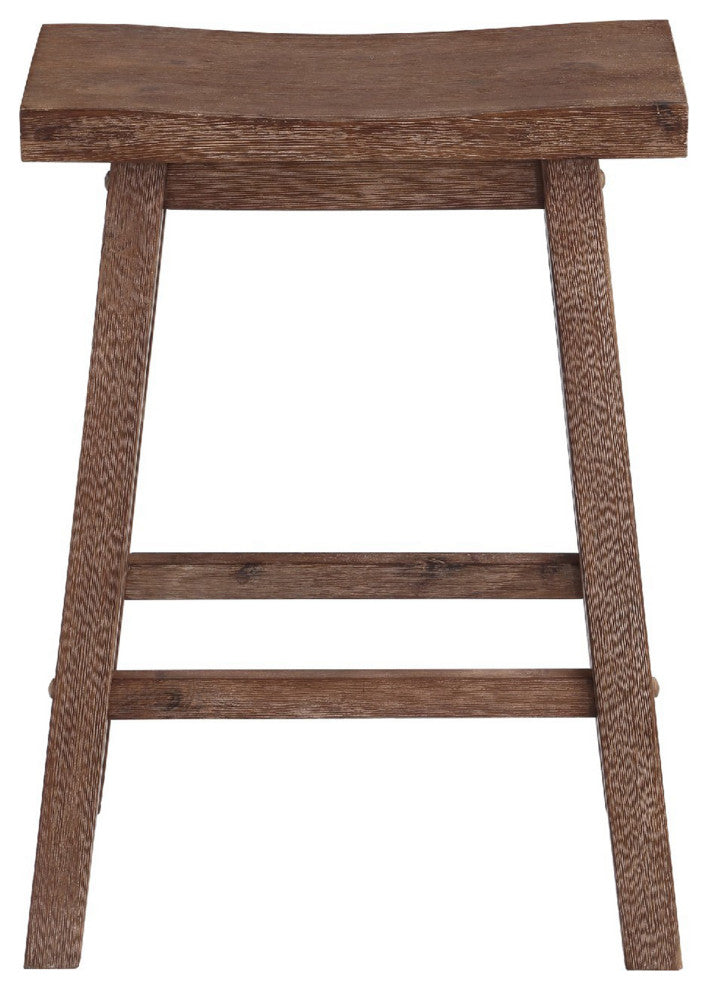 Wooden Frame Saddle Seat Counter Height Stool With Angled Legs Brown