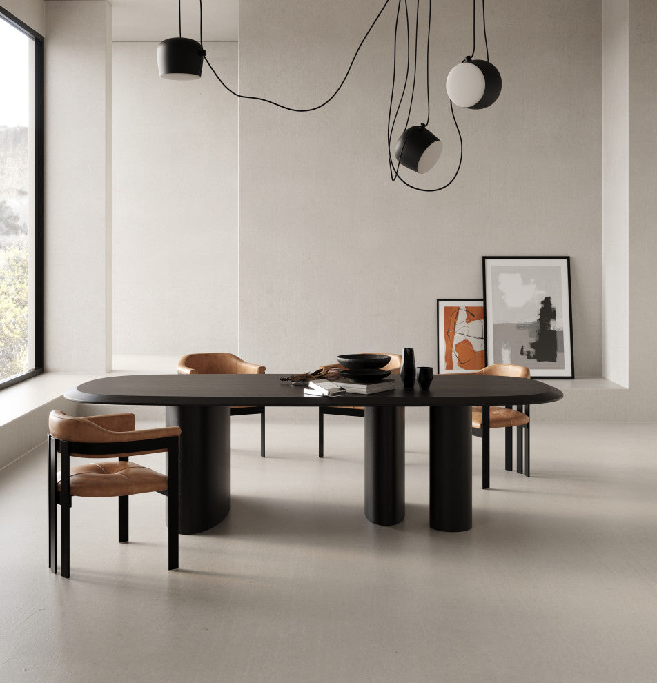 Modrest Hazen Modern Camel Leather + Black Iron Dining Chair