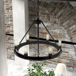 Hunter Saddlewood Natural Iron 6-Light Chandelier