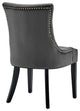Tufted Side Dining Chair, Set of 2, Velvet, Wood, Dark Gray, Modern, Bistro