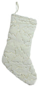 18" Gilded White Christmas White Faux Fur Stocking With Gold Sequined Trees