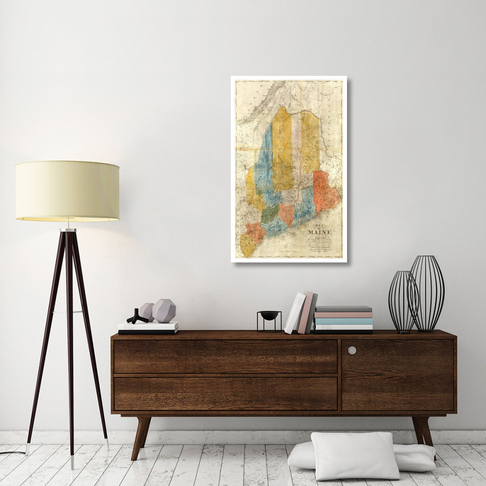 "Map of Maine, 1843" Digital Paper Print by W. Anson, 29"x46"