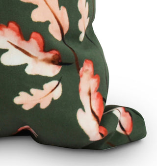 Wild Oak Leaves Floral Print Outdoor Decorative Throw Pillow, Dark Green, 16"