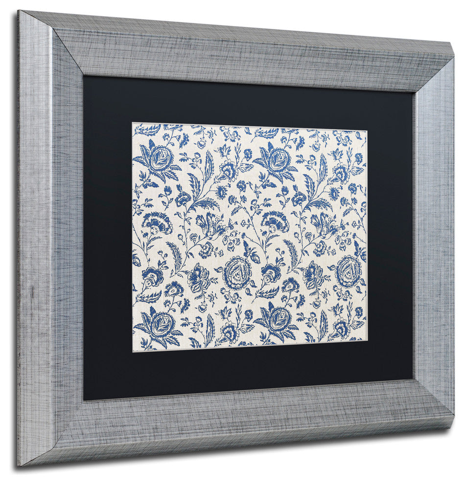 Color Bakery 'Toile Fabrics IX' Art, Silver Frame, Black Matte, 14"x11"