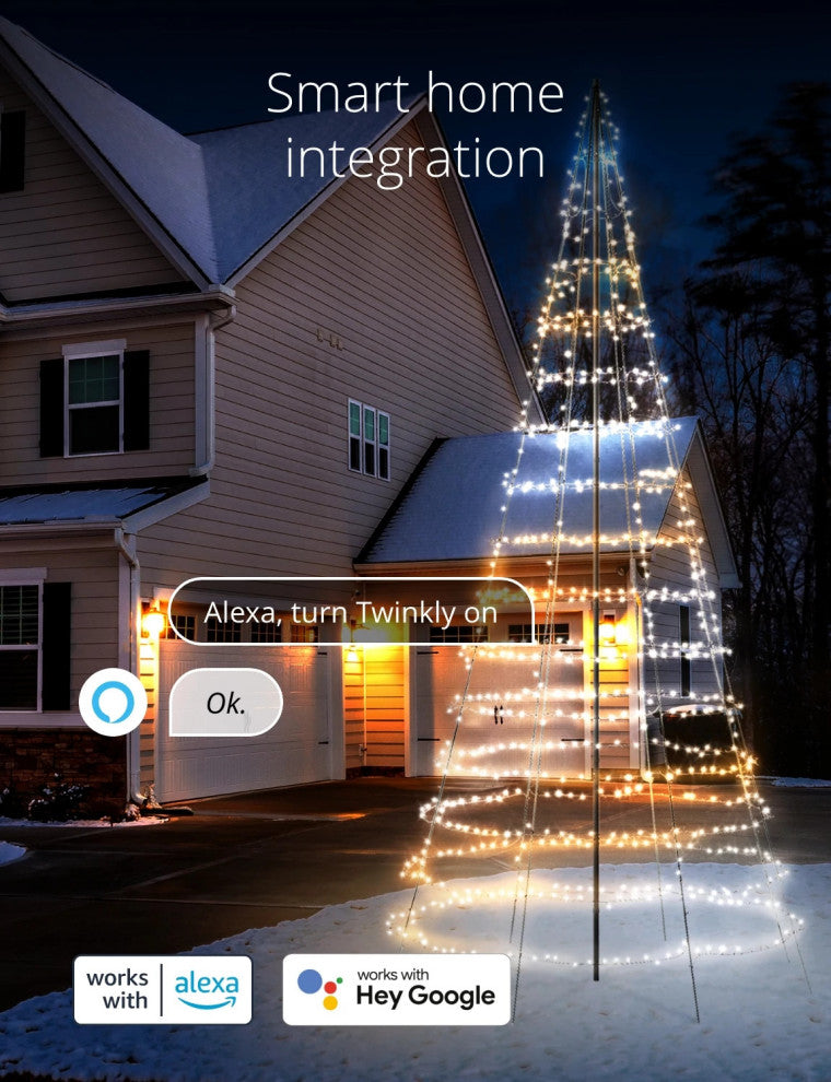 Twinkly Light Tree  App-controlled Flag-pole Christmas Tree with 1000 RGB+W (16