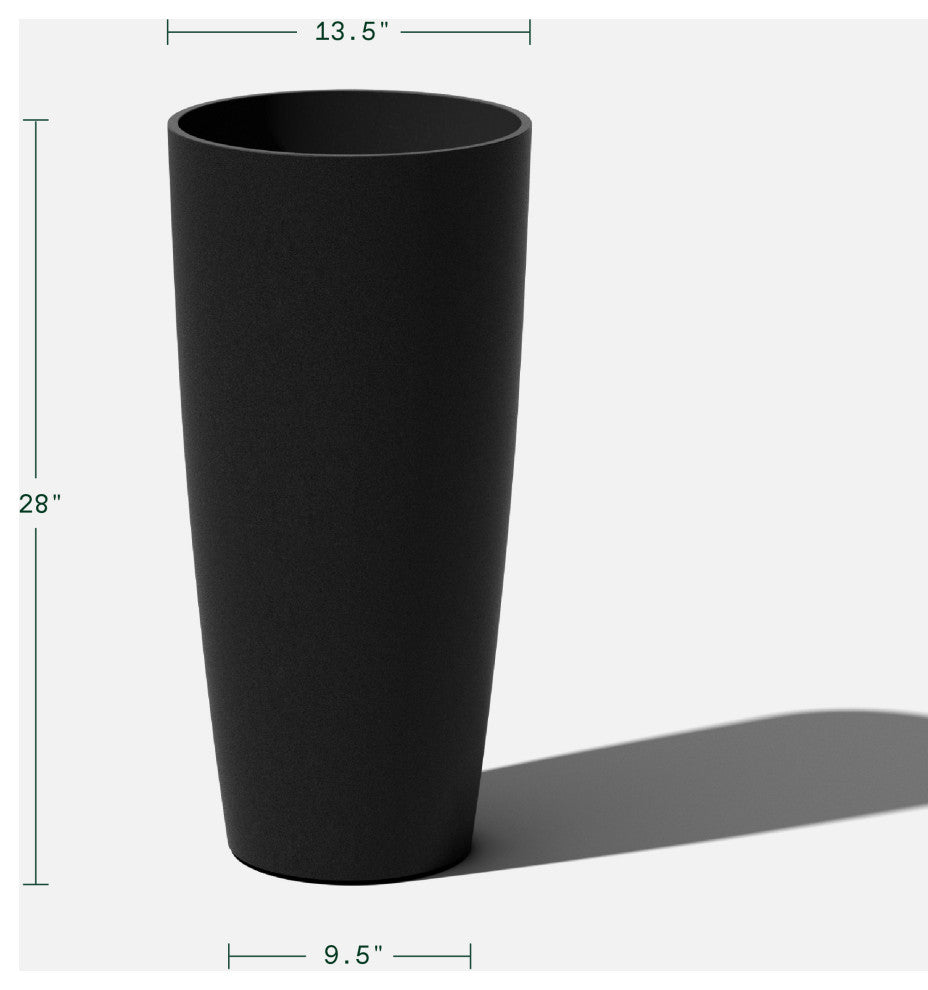 Veradek Pure Series Selena 28" Planter, Black, 28 in. - Two Pack