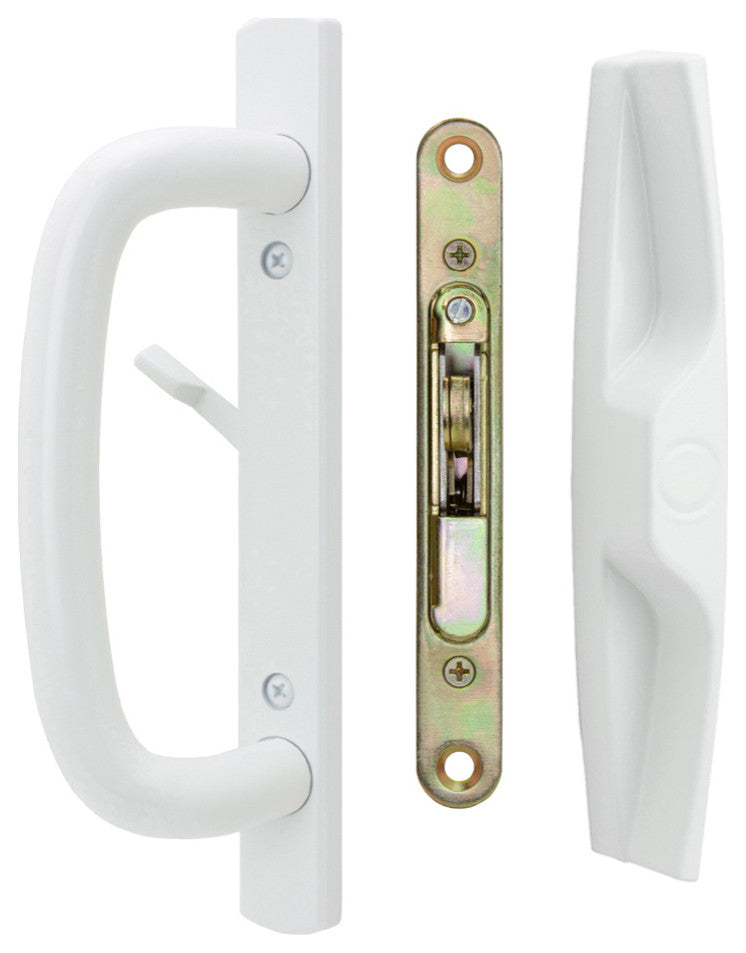 Veranda Sliding Door Handles With Lock, Non Keyed, White