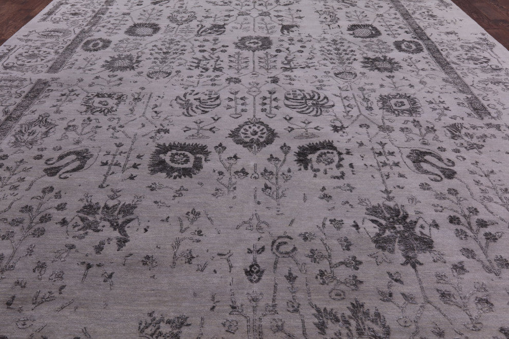 11' 10" X 14' 11" Persian Handmade Wool and Silk Rug Q6293