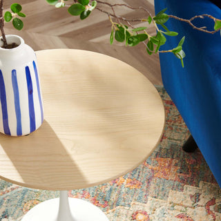 Lippa 20" Round Side Table, White Natural