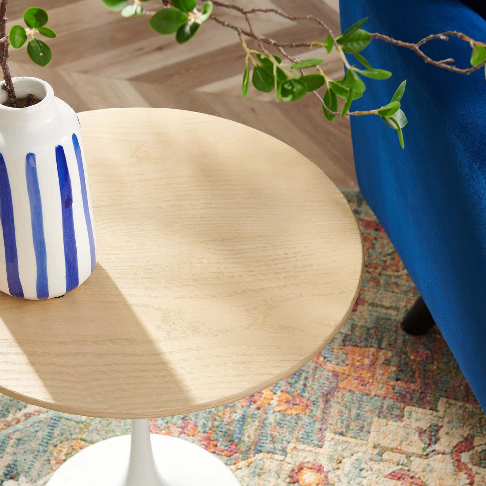 Lippa 20" Round Side Table, White Natural
