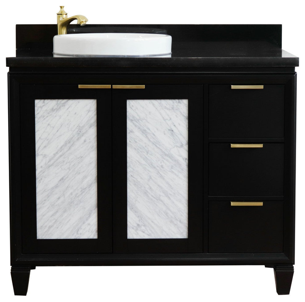 43" Single Vanity, Black Finish With Black Galaxy