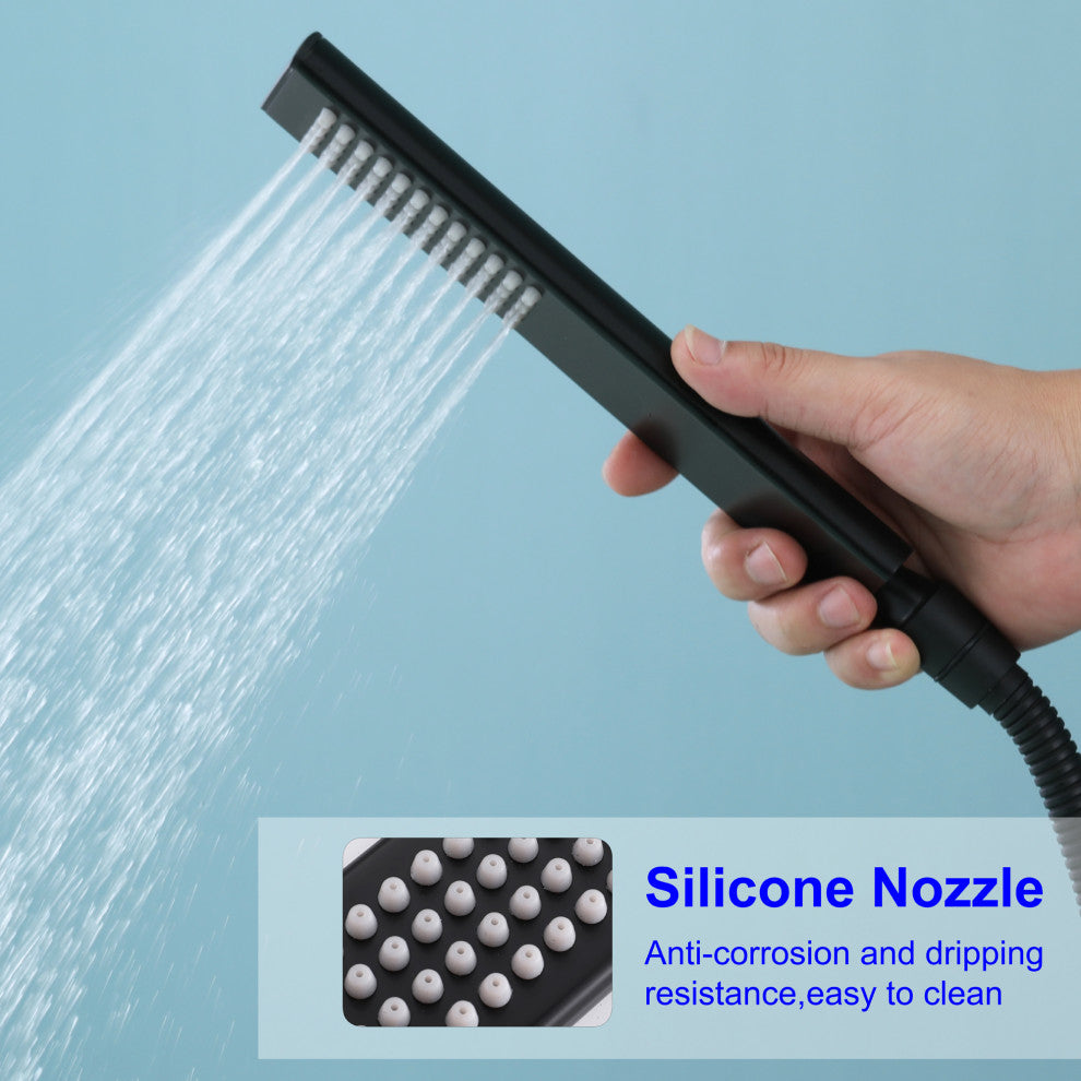 Wellfor Freestanding Faucet, Swivel Spout and Handheld Shower, 2 Handles, Matte Black