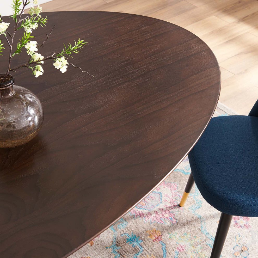 Dining Table, Oval, Wood, Black Dark Brown, Cafe Bistro Restaurant Hospitality