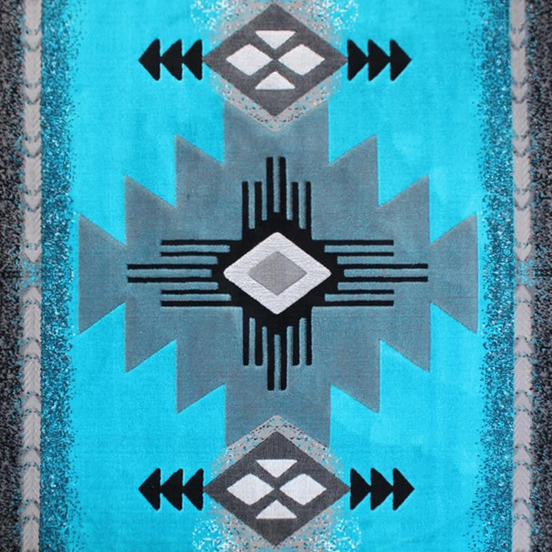 Mohave Collection Traditional Southwestern Style Area Rug, Turquoise, 8' X 10'
