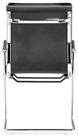 HomeRoots Set of 2 Black Leatherette Conference Armchairs