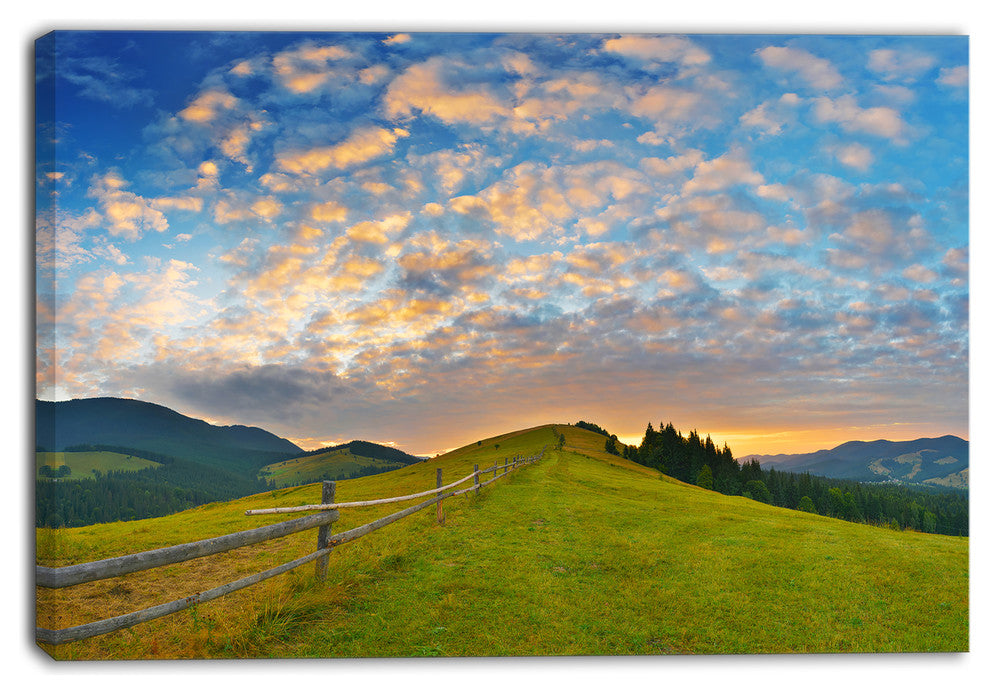 Green Evening Countryside, Landscape Canvas Art Print, 60x40