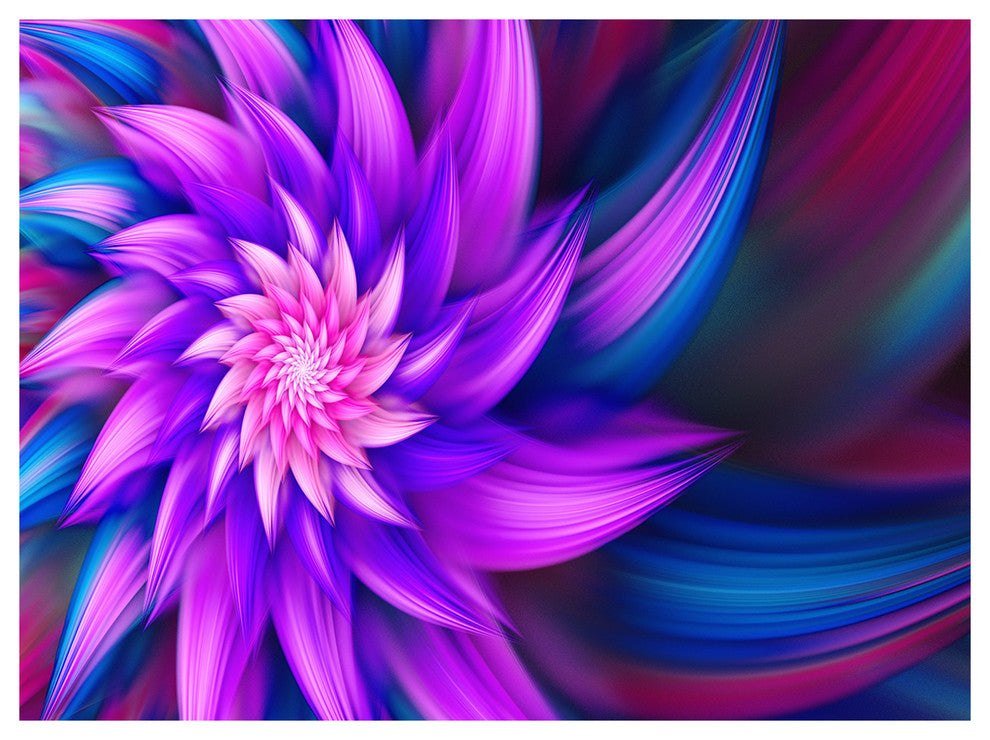 Huge Purple Fractal Flower, Floral Canvas Art Print, 40"x30"