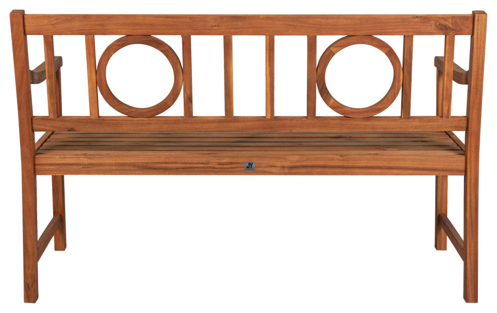 Apollo 51.2" 3-Seat Circle-Back Acacia Wood Outdoor Garden Patio Bench, Teak