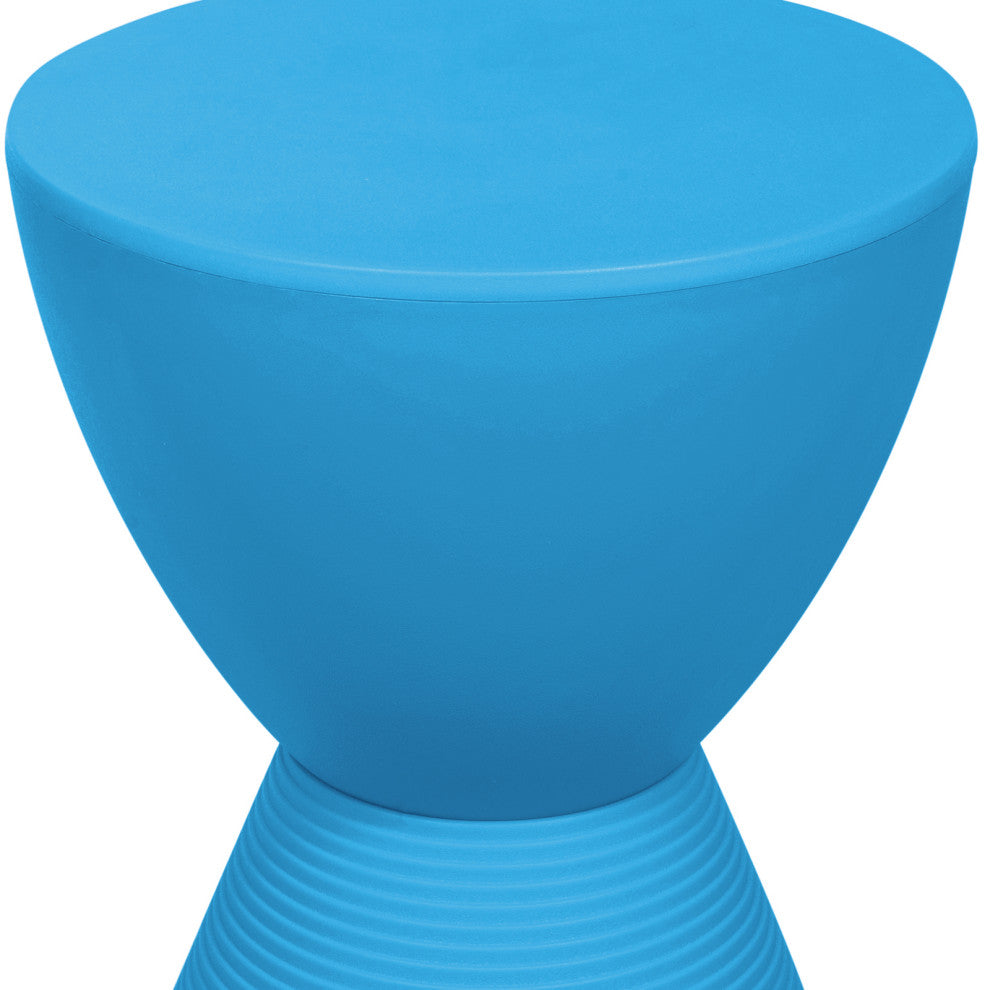 Round Side Table in ABS Plastic Ribbed Design End Table with Removable Lid, Blue