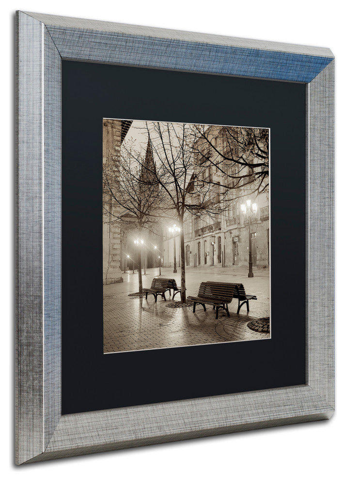 Alan Blaustein 'Oveido Cathedral Bancs II' Art, Silver Frame, Black Mat, 16x16