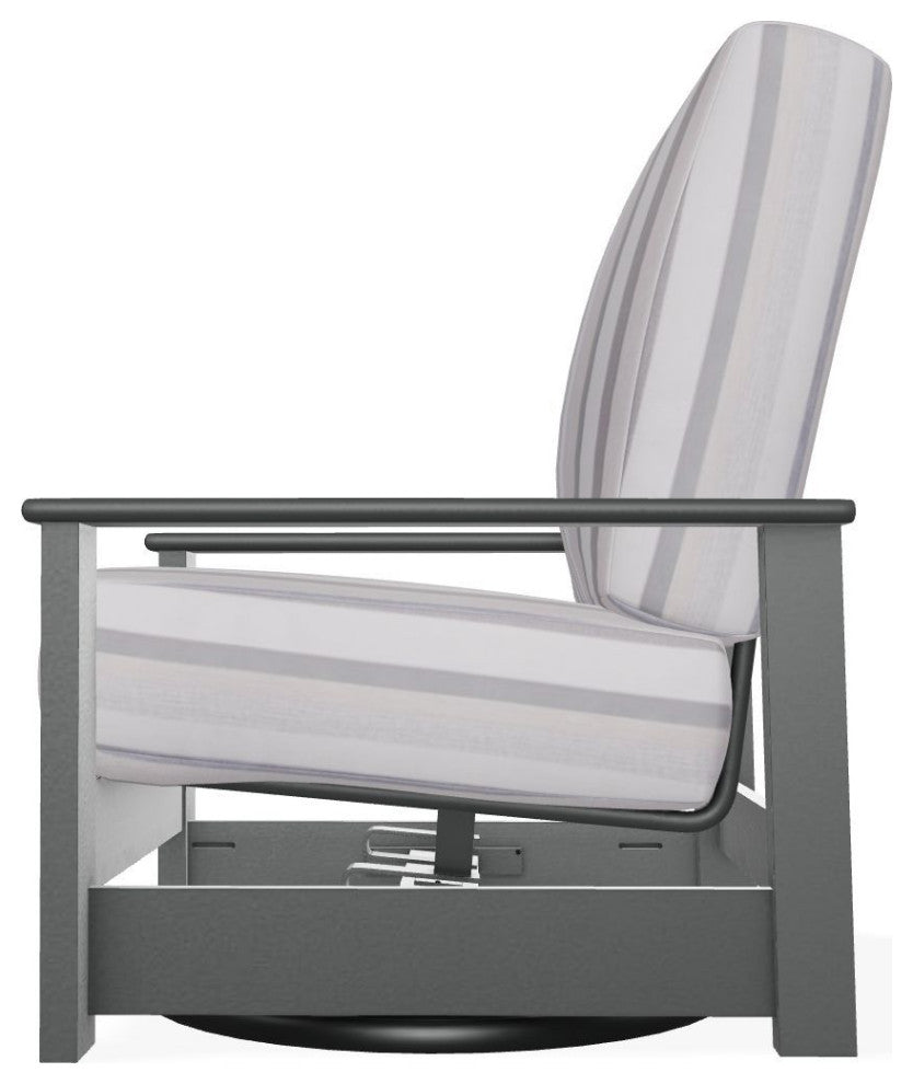 Leeward Deep Seat Outdoor Hidden Swivel Rocker, Sensory Dove/Graphite