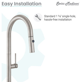 Chalet Single Handle, Pull-Down Kitchen Faucet 17.2"H, Brushed Nickel