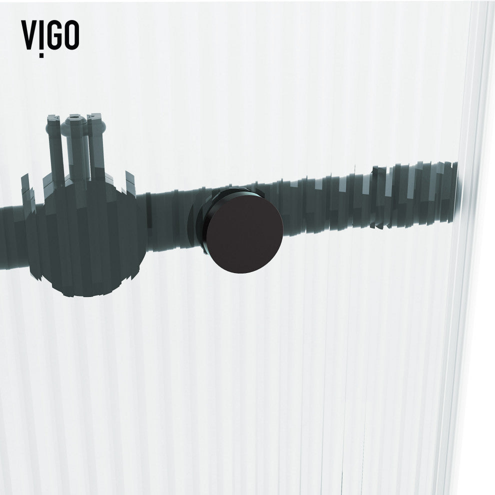 VIGO Elan 56" to 60" W x 66" H Frameless Sliding Tub Door, Left, Fluted Glass