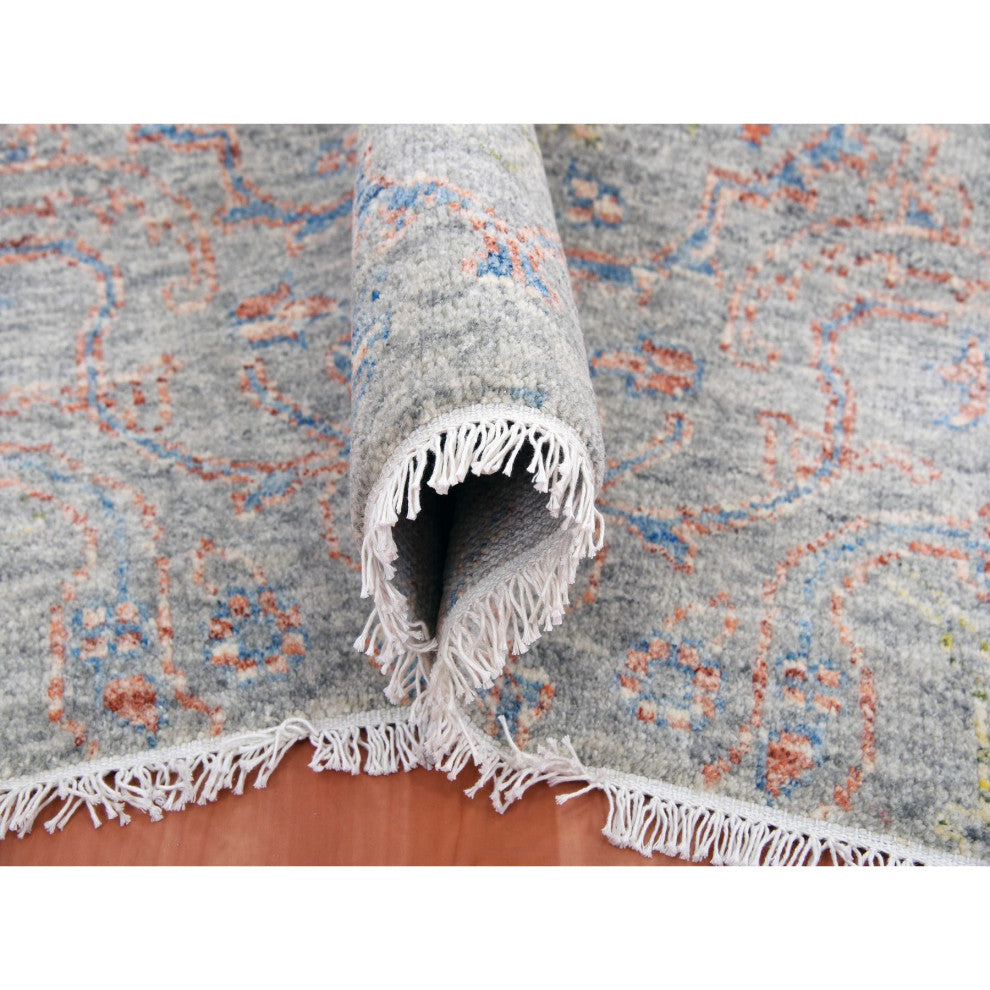 Gray Goose Oushak influence With Salt and Pepper Motif Pure Wool Rug 9'x11'10"