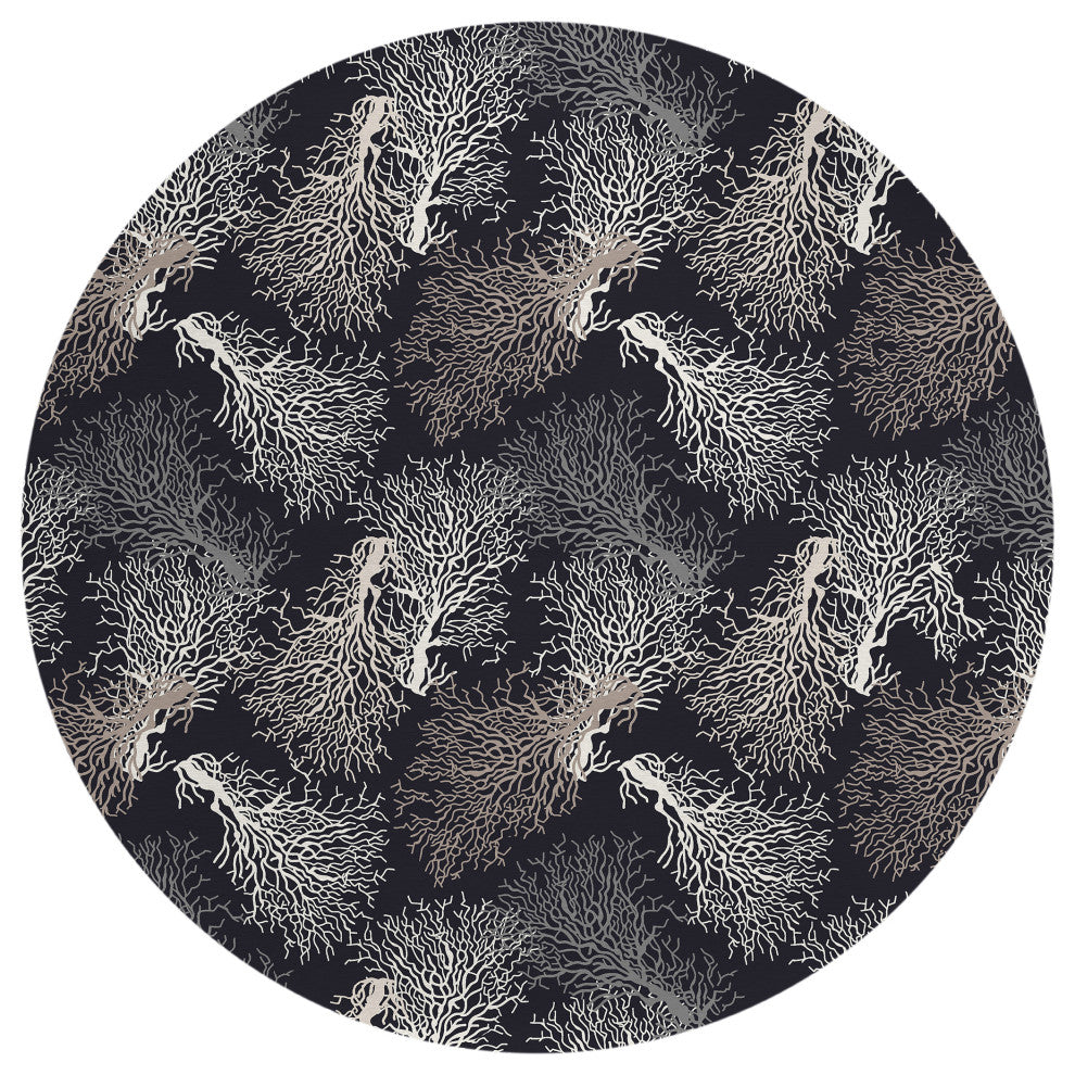 Indoor/Outdoor Seabreeze SZ3 Black Machine Washable 8' x 8' Round Rug