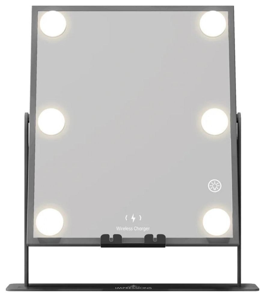 Hollywood Tri-Tone LED Modern Makeup Mirror, Black