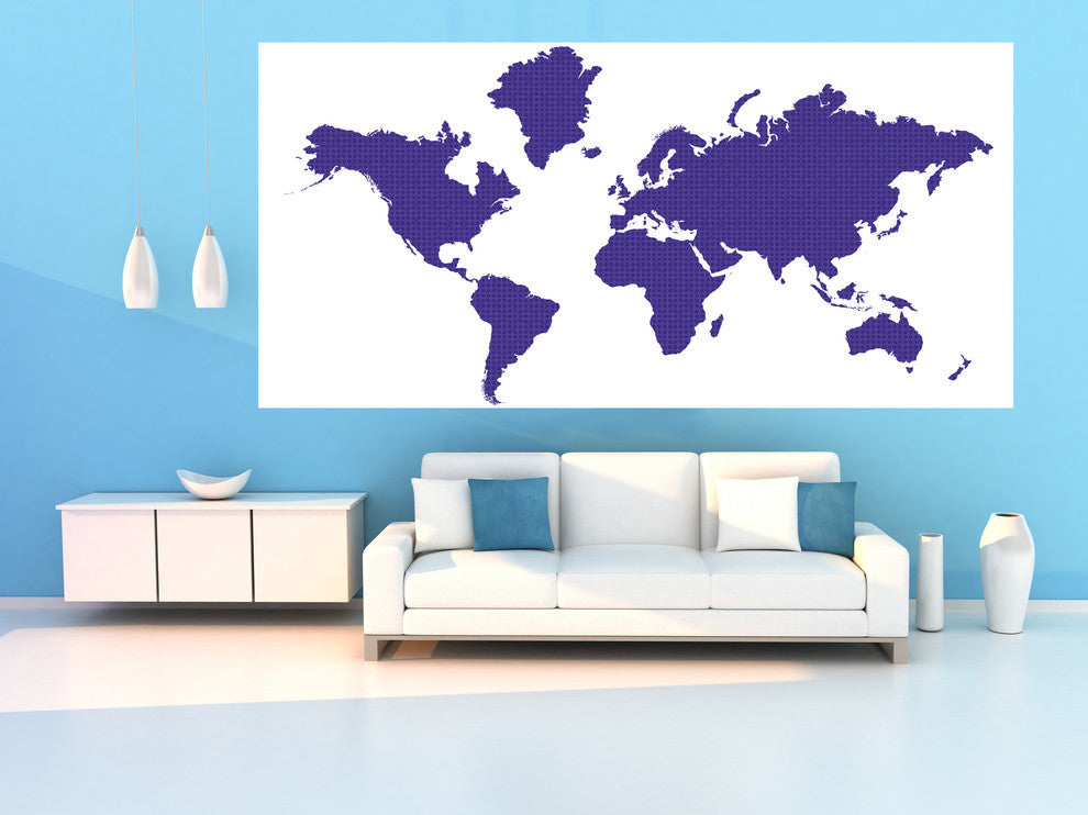 Studio Map Mural, Purple Droplets, Peel and Stick, 1 Panel, 87"x42"