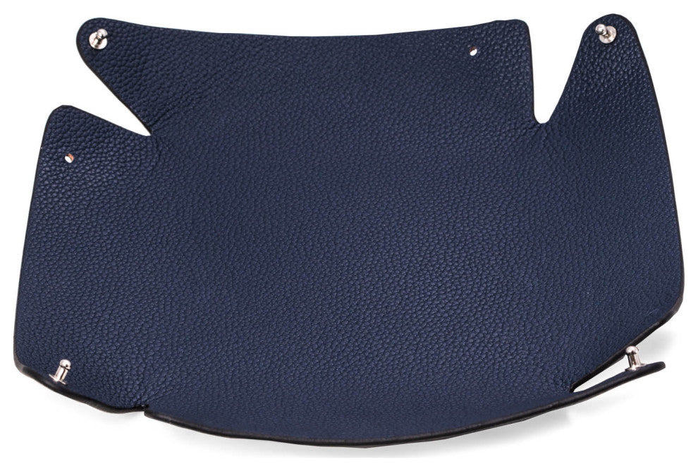 Navy Leather Catchall Valet Tray, Lay Flat Design
