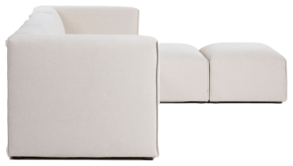 Premium Upholstered Sectional With Ottoman, Beige, Right Arm Facing