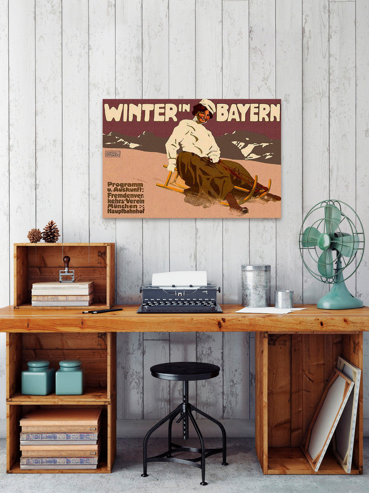 "Winter in Bayern" Painting Print on Wrapped Canvas, 24"x16"