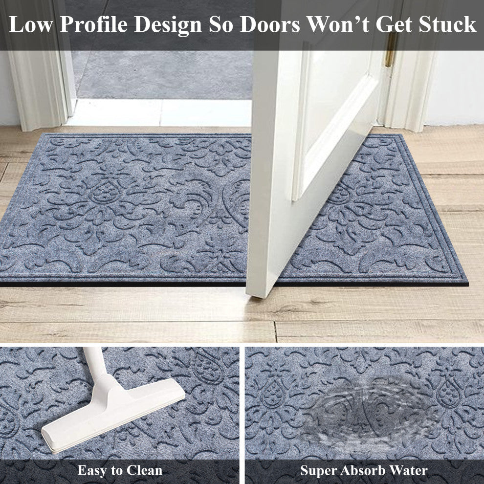 Brocade 24"x36" Mat, Anti Slip Fabric Finish, Tire Crumb Backing, Medium Gray