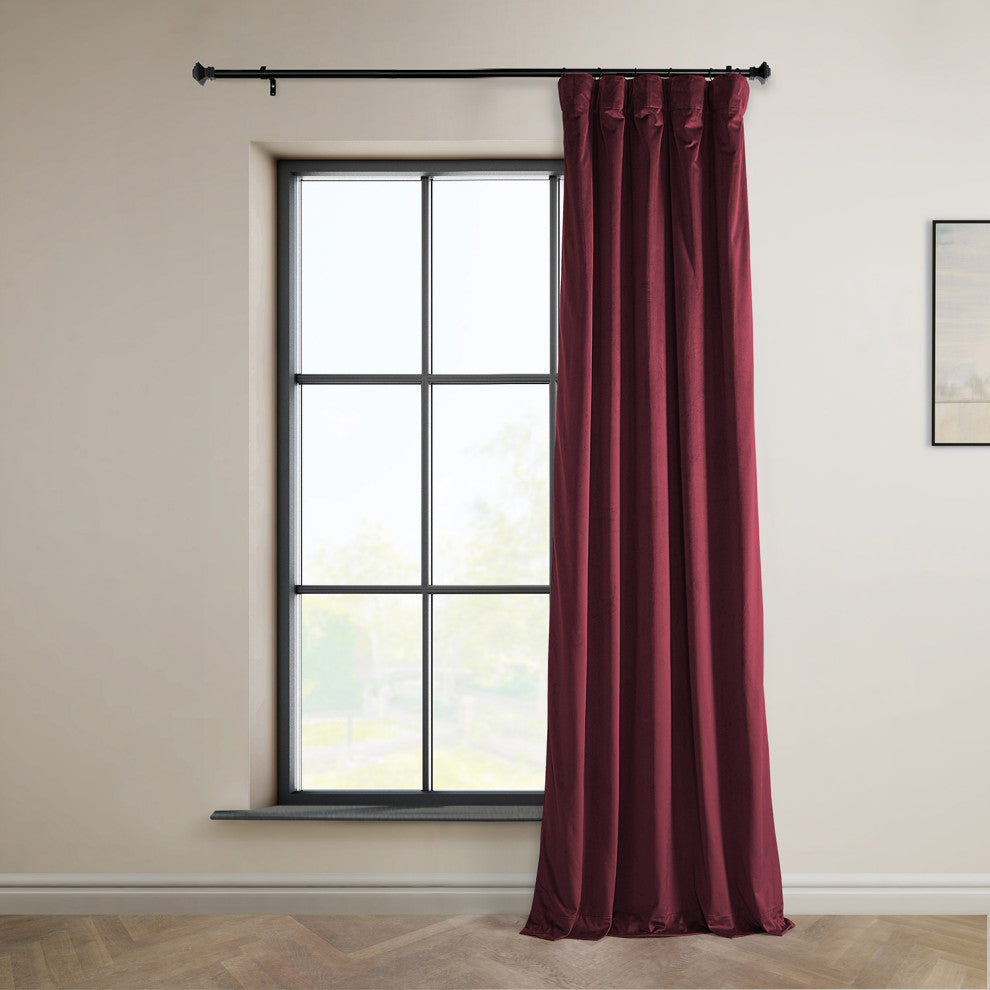 Heritage Plush Velvet Curtain Single Panel, Dark Merlot, 50"x96"