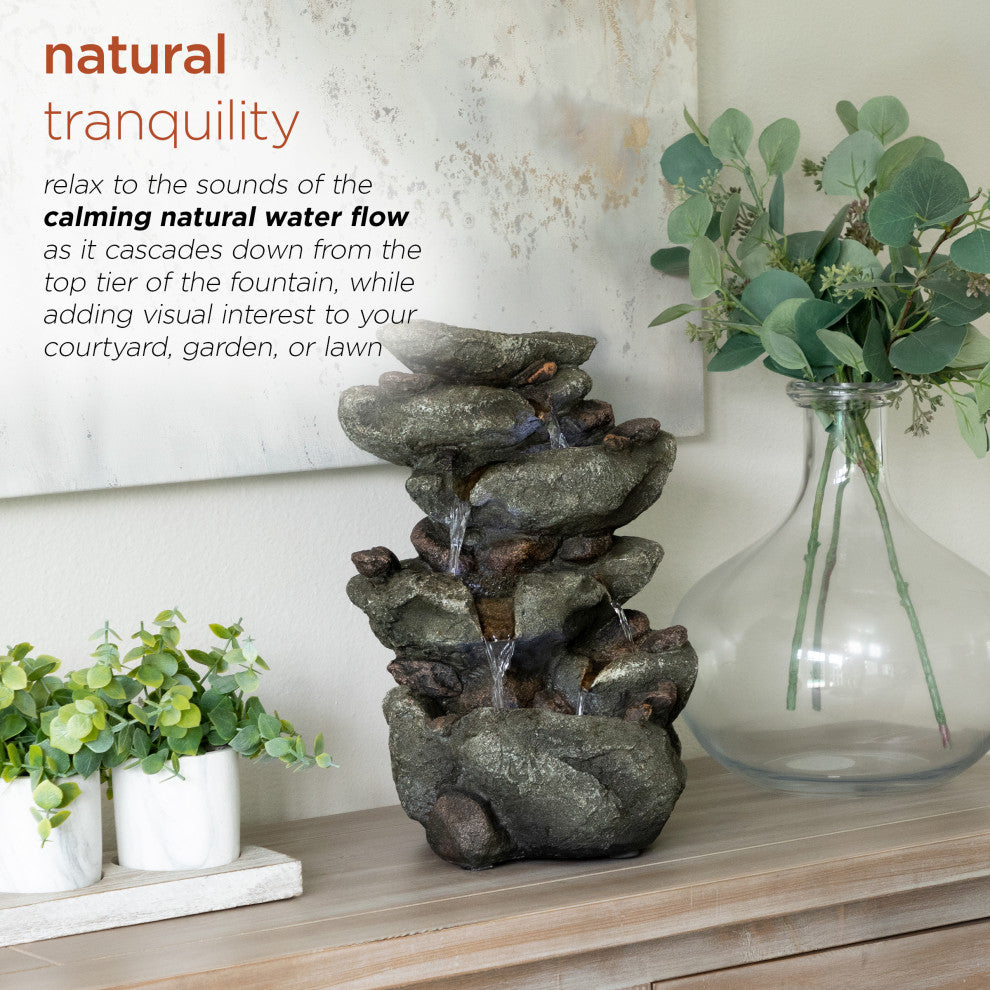 Rainforest Rock Fountain with LED Light