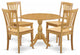 5 Pc Dining Set, Dropleaf Table, 4 Oak Wooden Chairs, Slatted Back, Oak Finish