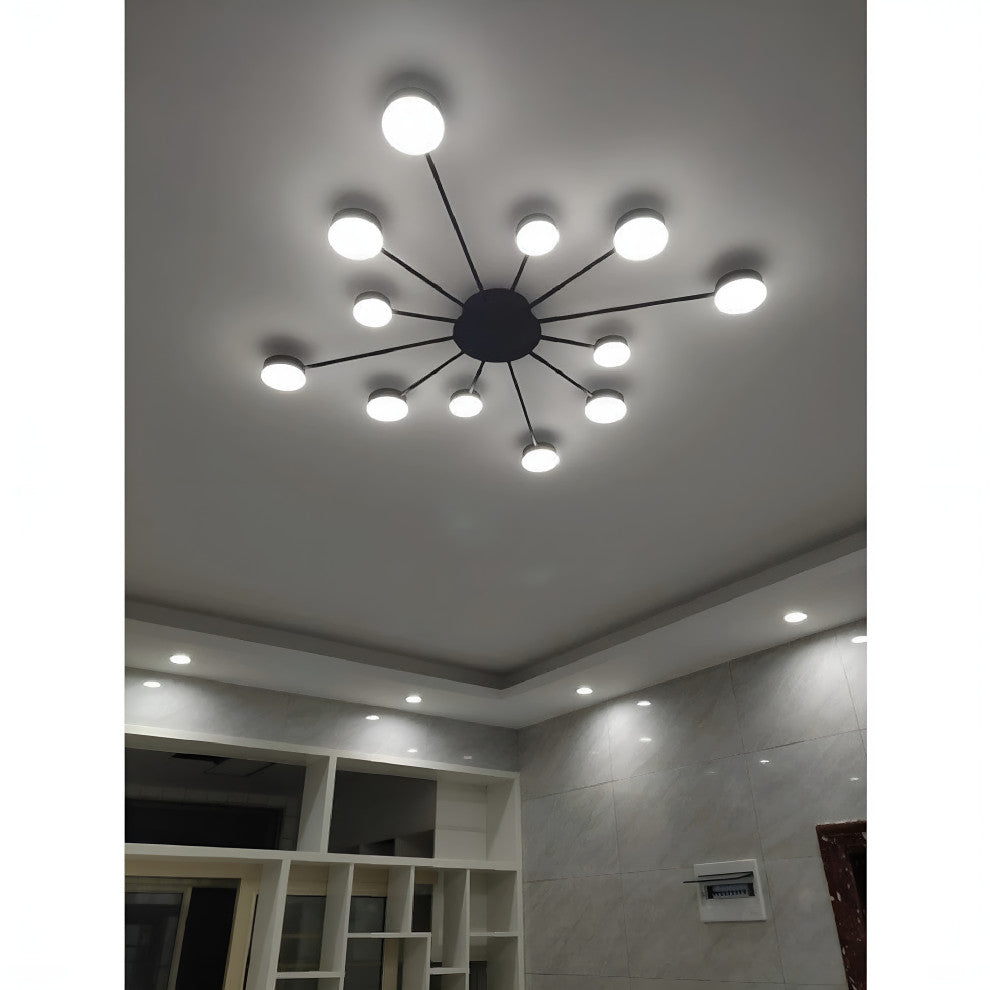 Buchs | Floral shaped LED Ceiling Chandelier, Black, 8 Heads