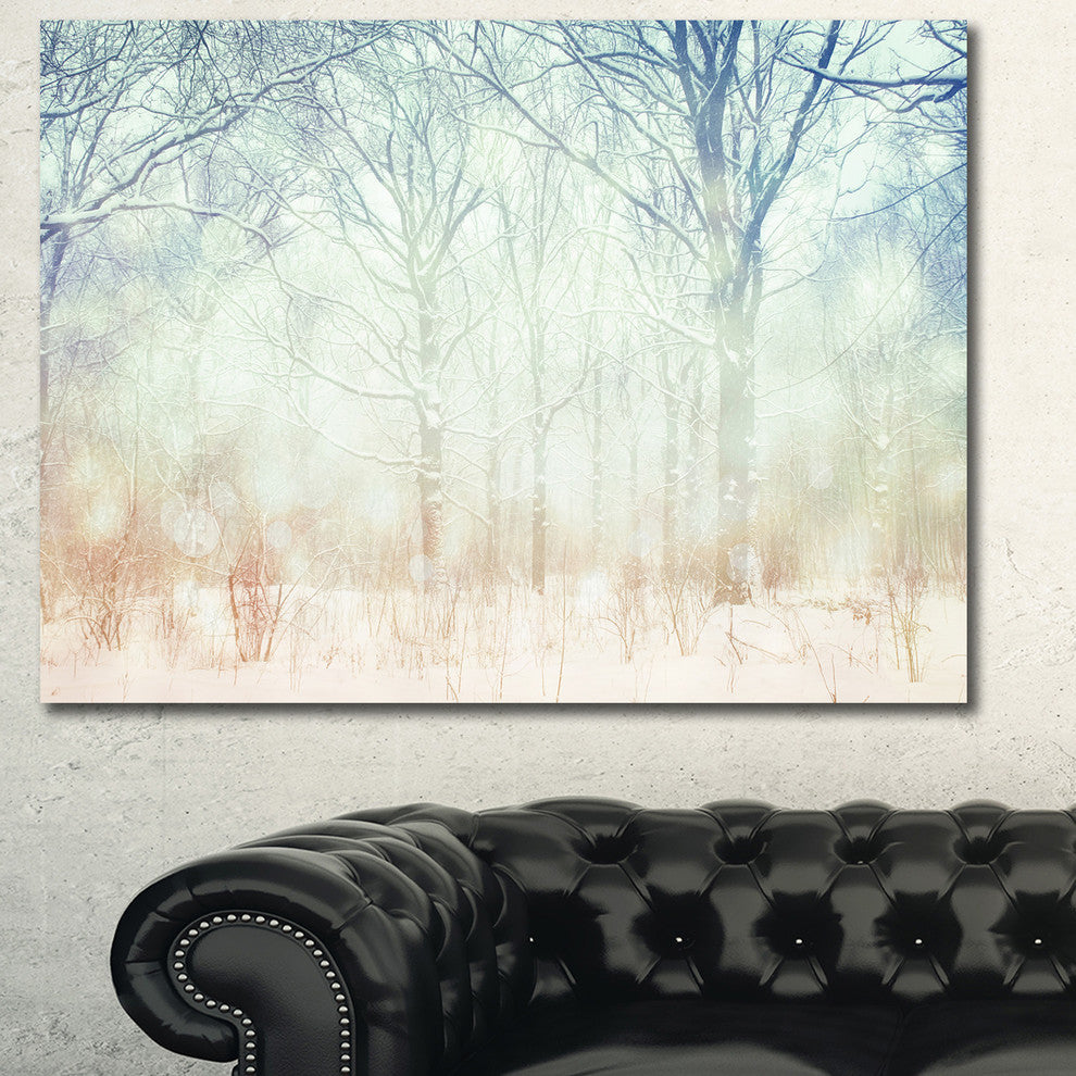 Winter with Foggy Forest, Landscape Canvas Art Print, 40"x30"