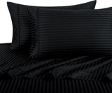 300 TC 100% Cotton Damask Stripe Sheet Set, Black, California King