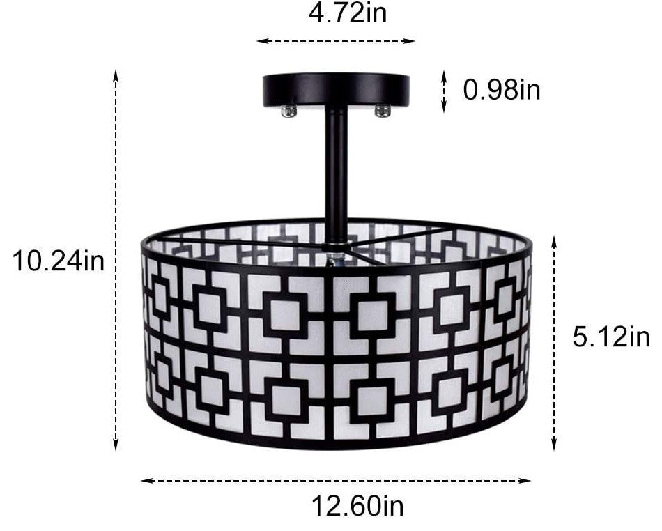 3 light Semi Flush Ceiling Light Fixture modern black ceiling lamp
