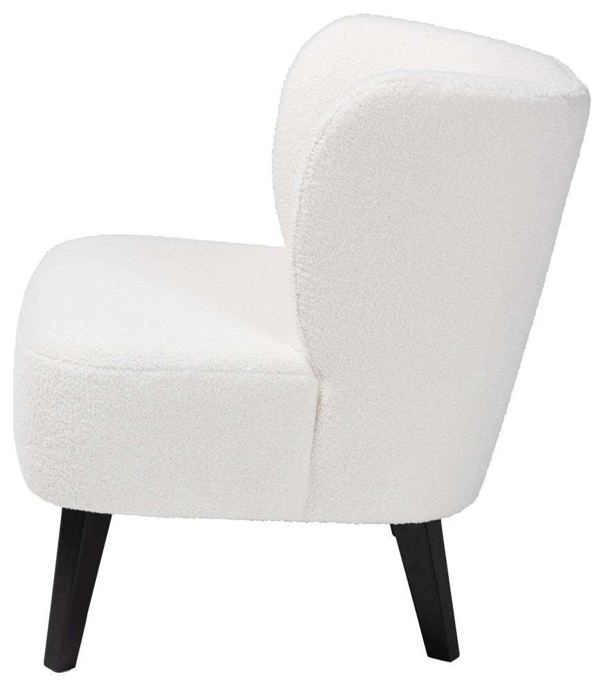 Naara Contemporary Ivory Boucle Upholstered and Black Finished Wood Accent Chair