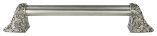 Florid Leaves Appliance Pull, Antique Pewter, 16", Fluted