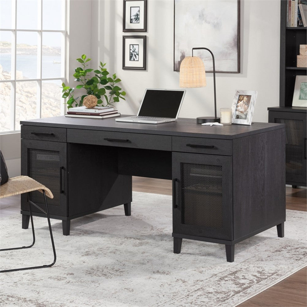 Sauder Tiffin Line Engineered Wood Executive Desk in Raven Oak