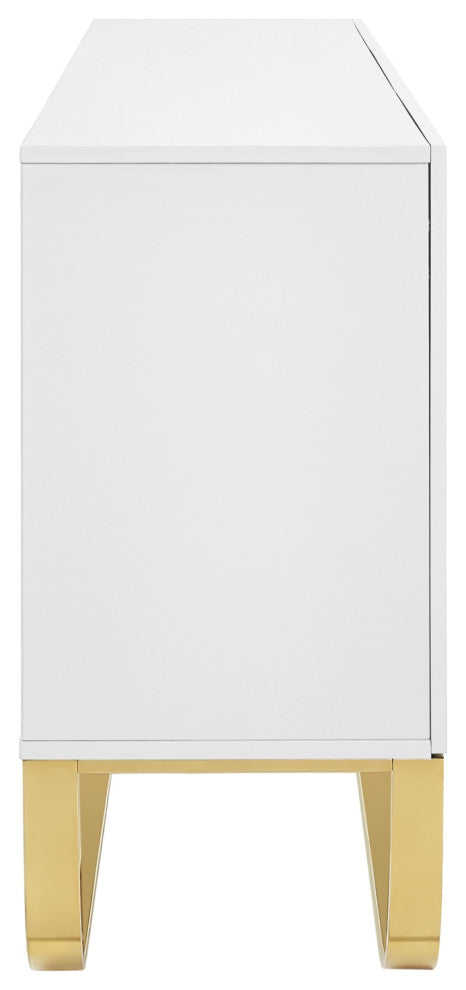 Nicole Miller Jacelynn Sideboard, White/Gold, 3-Door