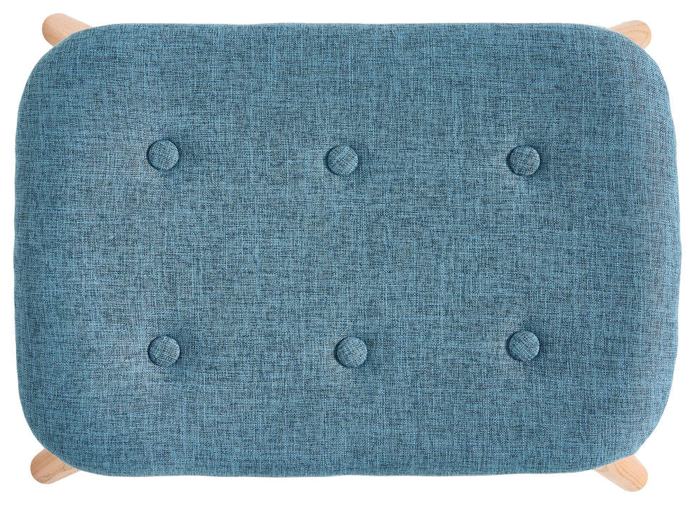 Hariata Mid-Century Modern Wingback Chair and Ottoman Set, Muted Blue
