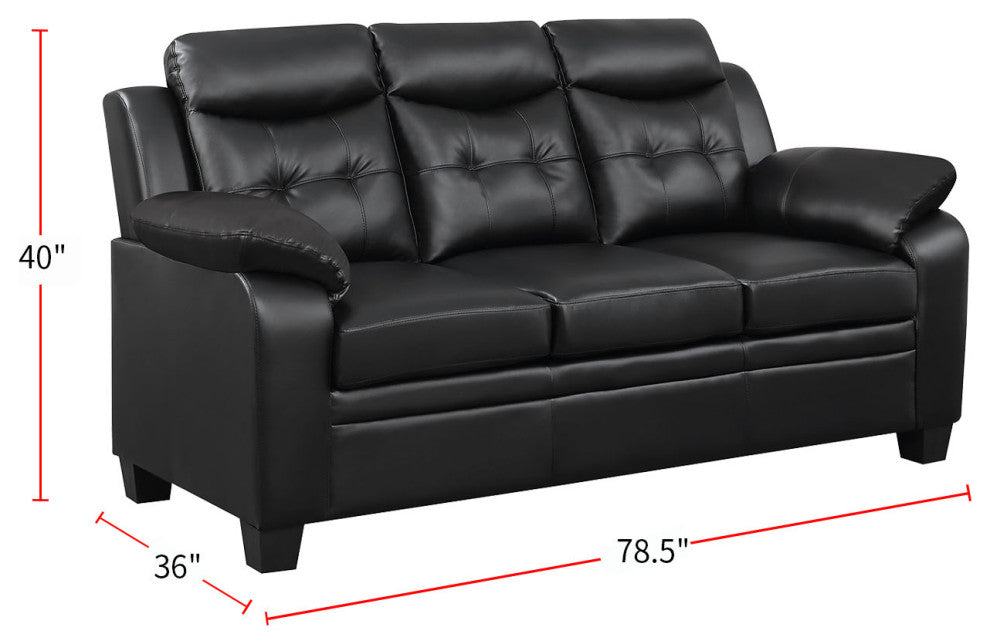 Upholstered Sofa with Tufted, Black Finish