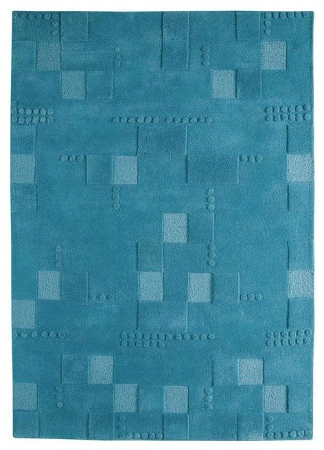 Hand Tufted Turquoise Wool Area Rug, 8'3"x11'6"