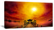"Exotic Wood Pier Under Yellow Sun" Sea Bridge Canvas Wall Artwork, 40"x20"